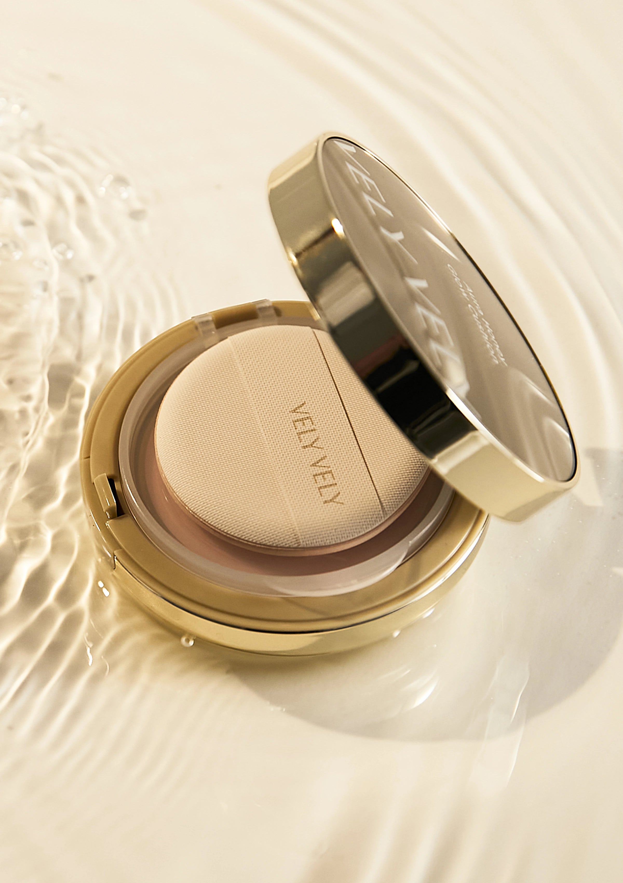 Packaging of VELY VELY Aura Honey Glow Cushion SPF 50+ PA+++
